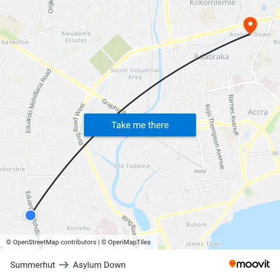 Summerhut to Asylum Down map