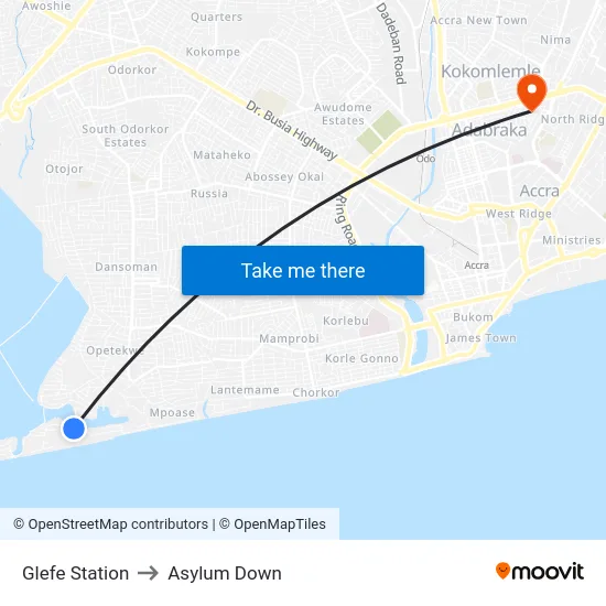 Glefe Station to Asylum Down map