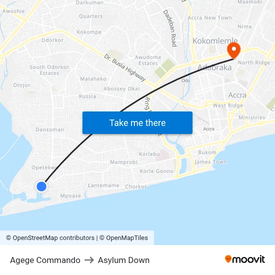 Agege Commando to Asylum Down map
