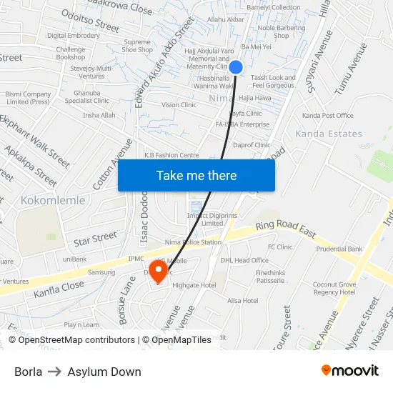 Borla to Asylum Down map