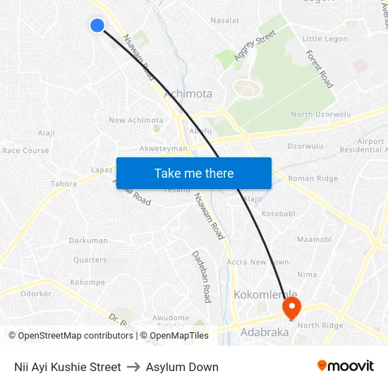 Nii Ayi Kushie Street to Asylum Down map