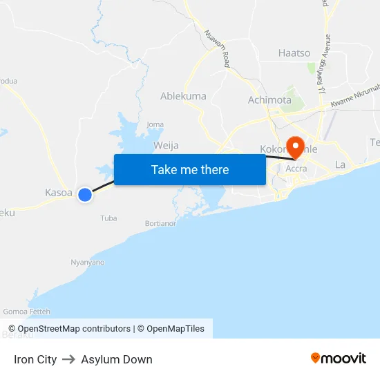 Iron City to Asylum Down map