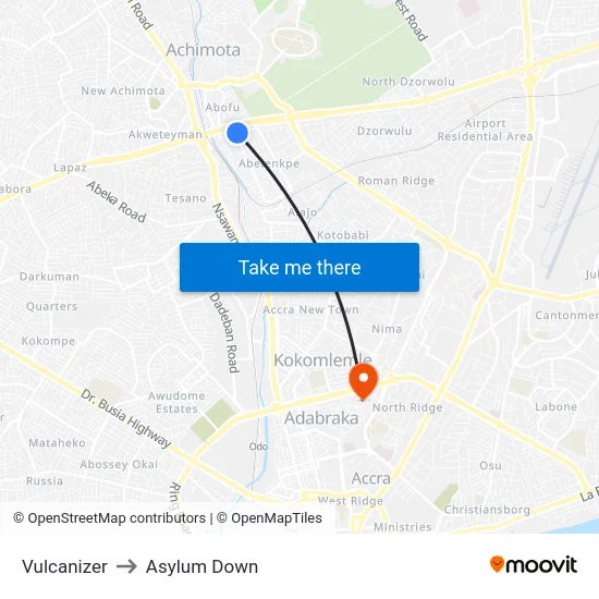 Vulcanizer to Asylum Down map