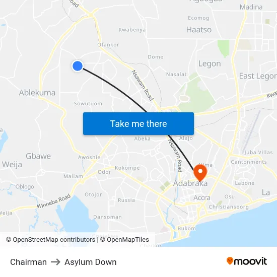 Chairman to Asylum Down map