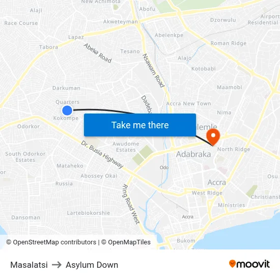 Masalatsi to Asylum Down map