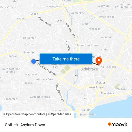 Goil to Asylum Down map