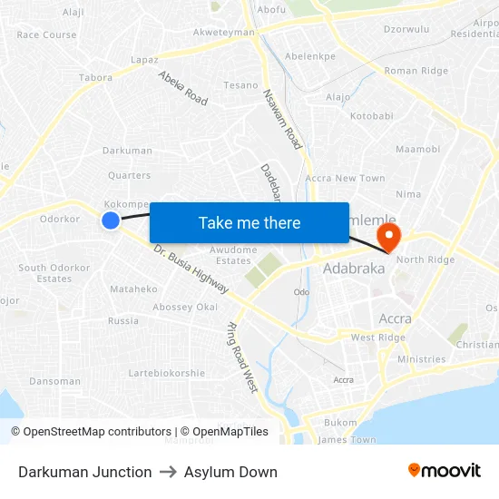 Darkuman Junction to Asylum Down map