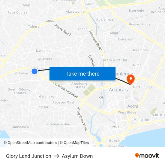 Glory Land Junction to Asylum Down map