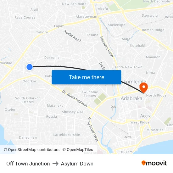 Off Town Junction to Asylum Down map