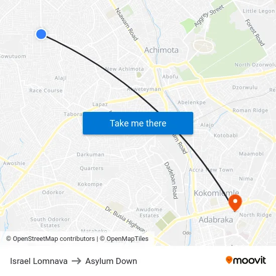 Israel Lomnava to Asylum Down map