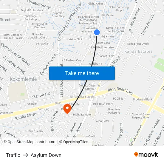 Traffic to Asylum Down map