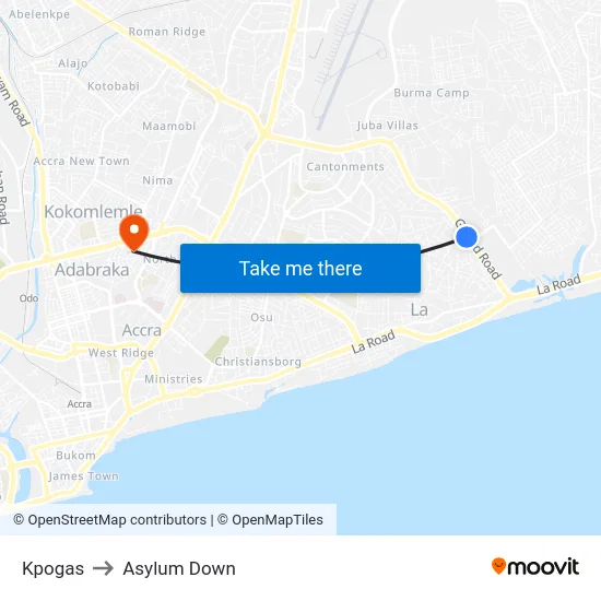 Kpogas to Asylum Down map