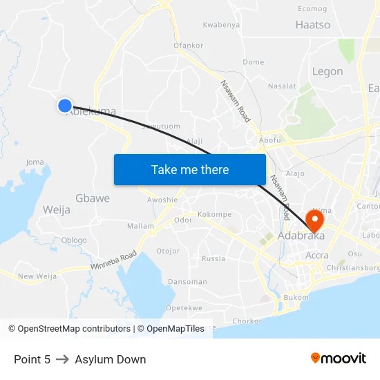 Point 5 to Asylum Down map