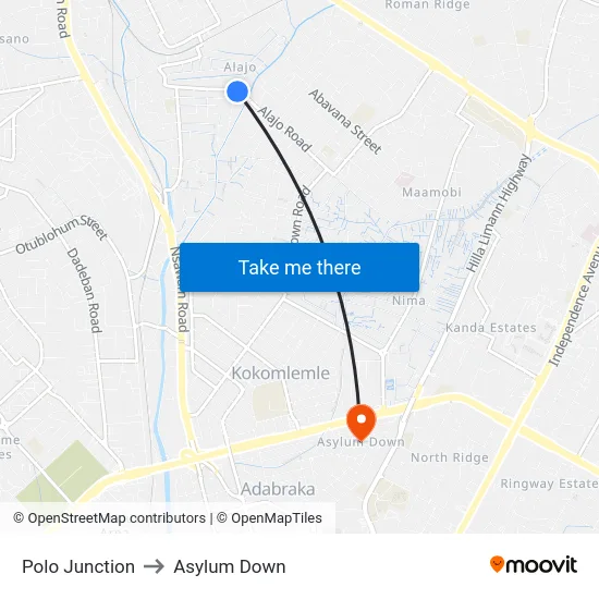 Polo Junction to Asylum Down map