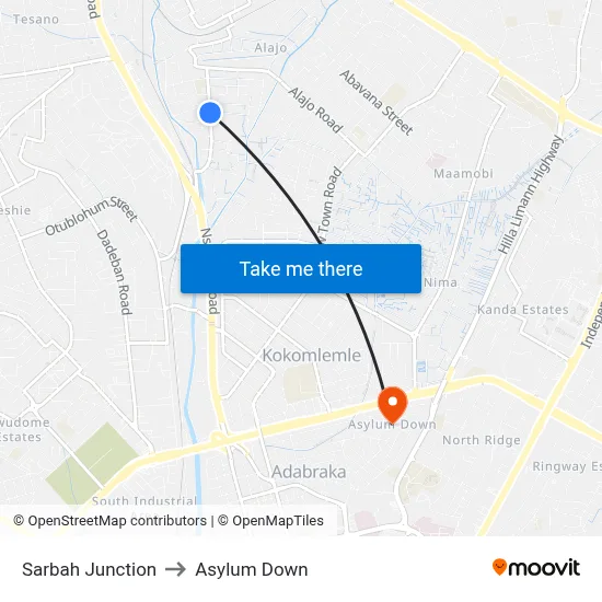 Sarbah Junction to Asylum Down map