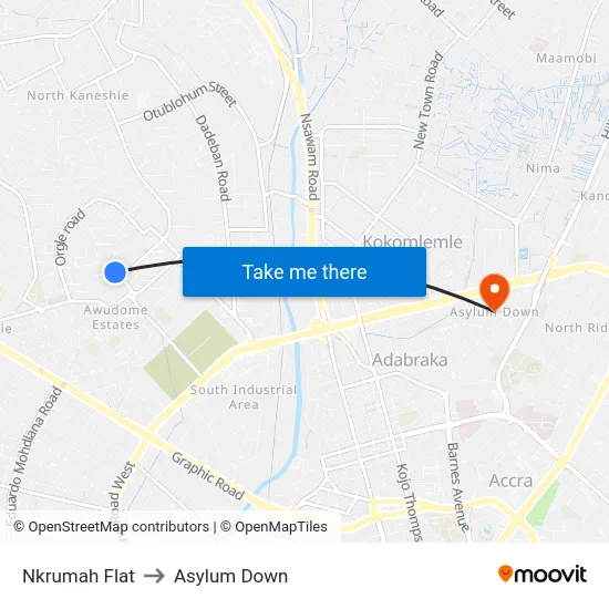 Nkrumah Flat to Asylum Down map