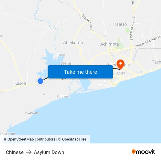 Chinese to Asylum Down map