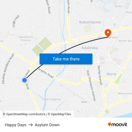 Happy Days to Asylum Down map
