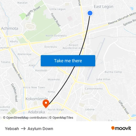 Yeboah to Asylum Down map