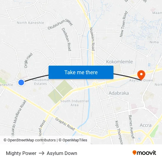 Mighty Power to Asylum Down map