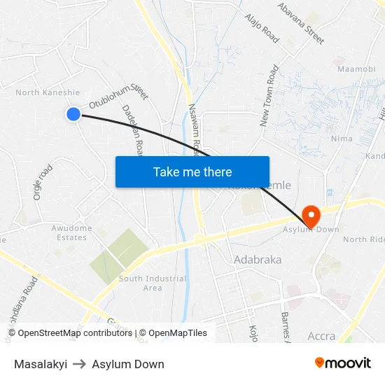 Masalakyi to Asylum Down map