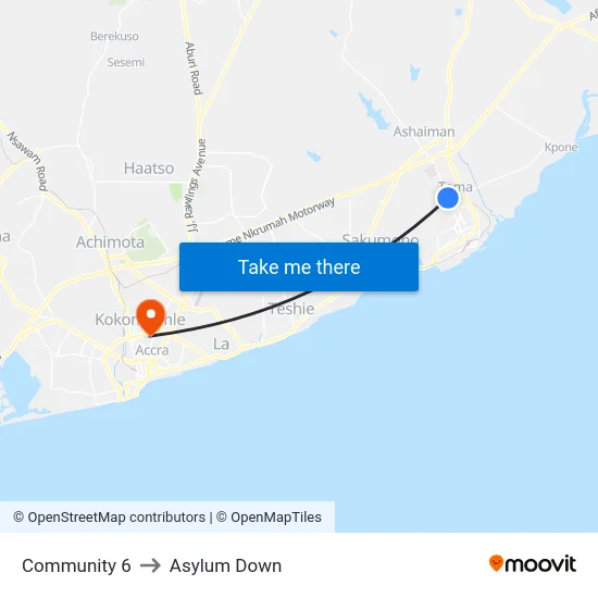 Community 6 to Asylum Down map