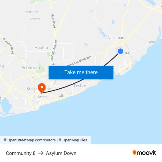 Community 8 to Asylum Down map