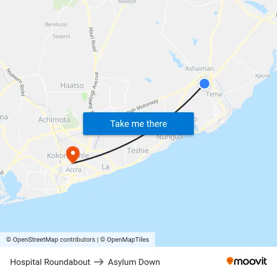 Hospital Roundabout to Asylum Down map