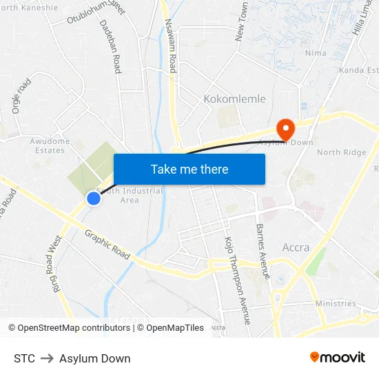 STC to Asylum Down map