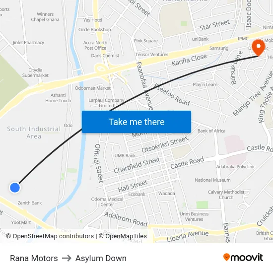 Rana Motors to Asylum Down map