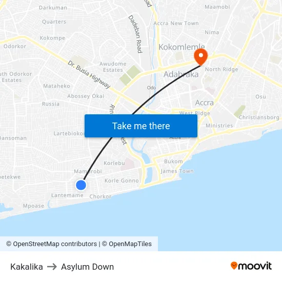 Kakalika to Asylum Down map