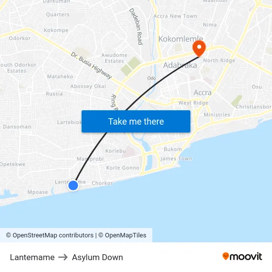 Lantemame to Asylum Down map