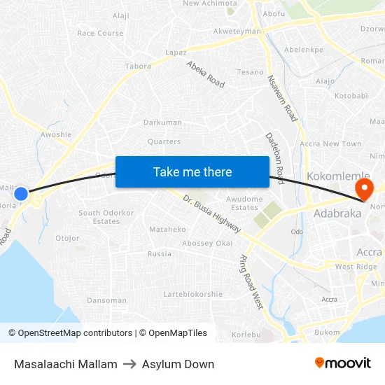 Masalaachi Mallam to Asylum Down map