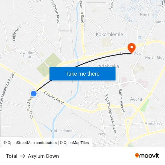 Total to Asylum Down map