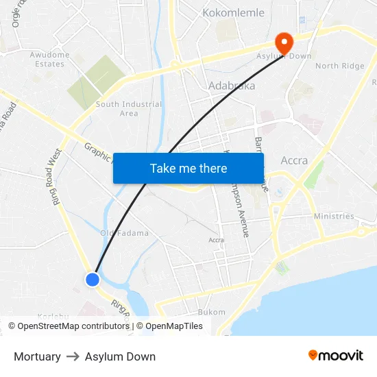 Mortuary to Asylum Down map