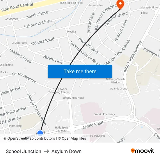 School Junction to Asylum Down map