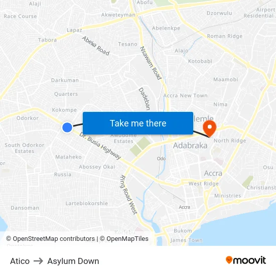 Atico to Asylum Down map