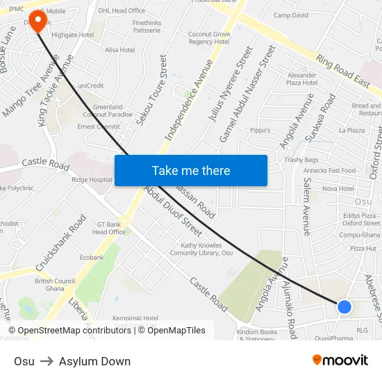 Osu to Asylum Down map