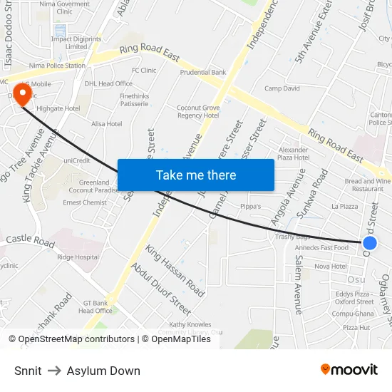 Snnit to Asylum Down map