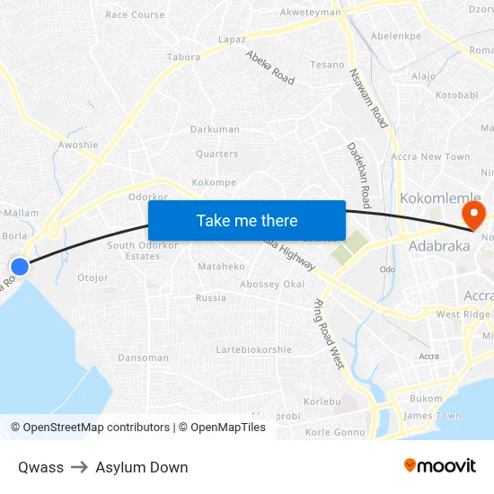 Qwass to Asylum Down map