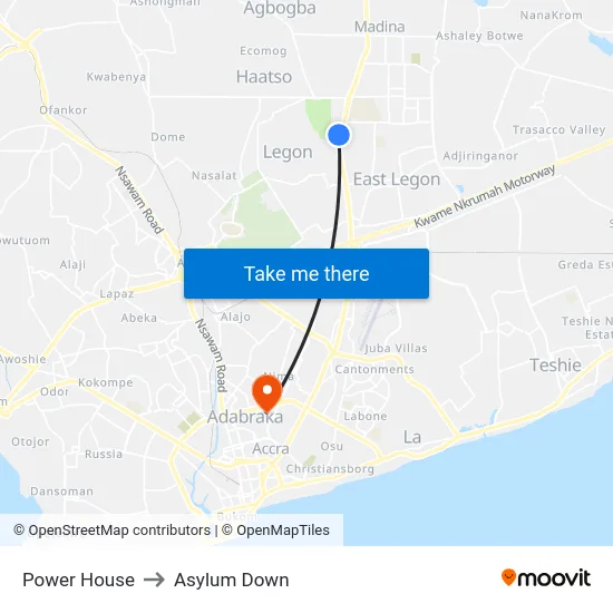 Power House to Asylum Down map