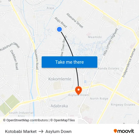 Kotobabi Market to Asylum Down map
