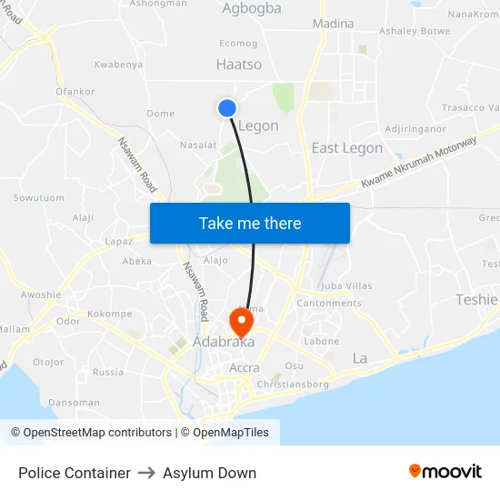 Police Container to Asylum Down map