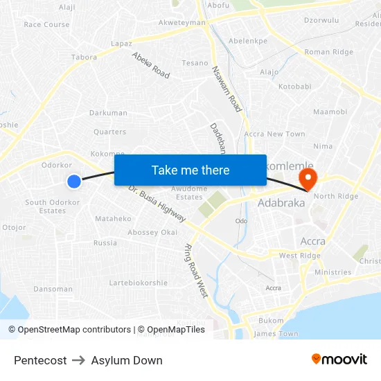 Pentecost to Asylum Down map