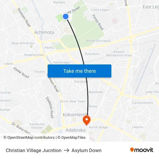 Christian Village Jucntion to Asylum Down map