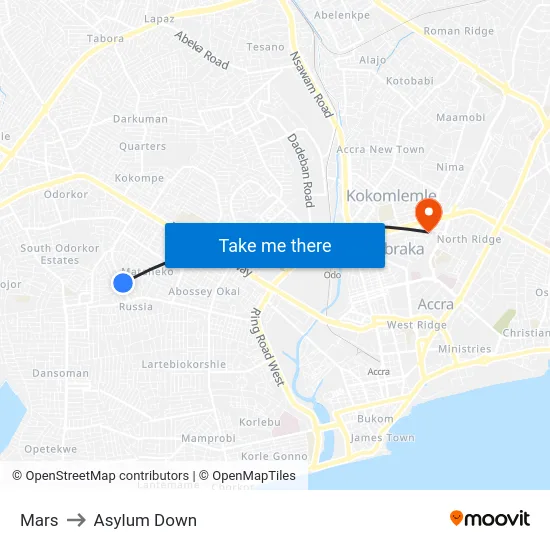 Mars to Asylum Down map