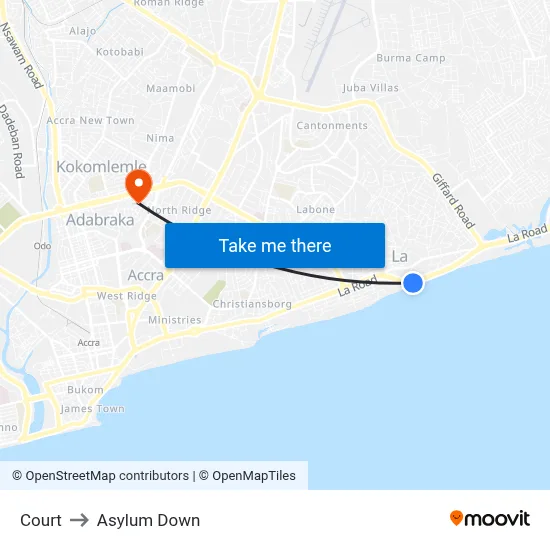 Court to Asylum Down map