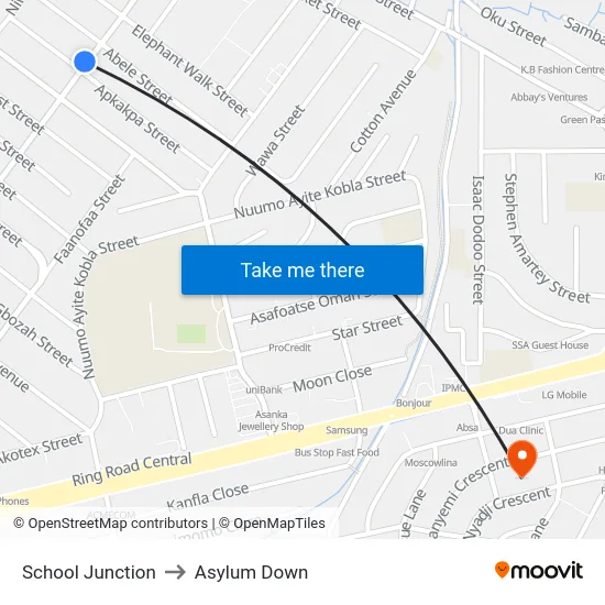 School Junction to Asylum Down map