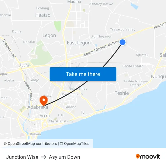 Junction Wise to Asylum Down map