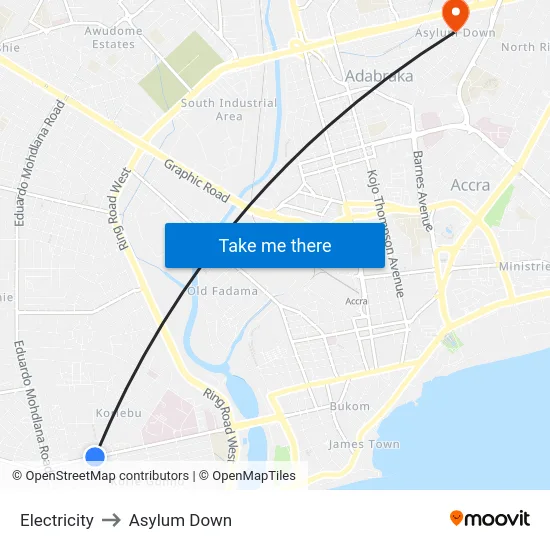 Electricity to Asylum Down map